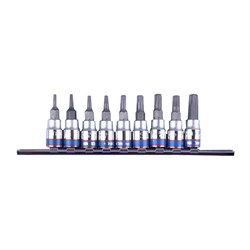 Набор торцевых насадок 1/4", Torx, Т8-Т40 мм, L = 37 мм, с отверстием, 9 предметов KING TONY 2119PR Tony - фото 716606