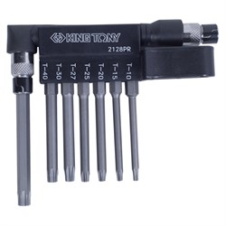 Набор вставок (бит) с воротком-битодержателем 1/4", Torx, T10-T40, L = 60 мм, 8 предметов KING TONY 2128PR TONY - фото 717007