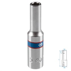Головка торцевая глубокая шестигранная 1/4", 5 мм KING TONY 223505M TONY - фото 717196