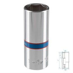 Головка торцевая глубокая шестигранная 1/4", 14 мм KING TONY 223514M TONY - фото 717197