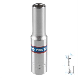 Головка торцевая глубокая шестигранная 1/4", 5,5 мм KING TONY 223555M TONY - фото 717199