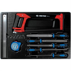 Набор напильников, рулетка, линейка и ножовка, ложемент, 8 предметов KING TONY 9-90408TQ TONY - фото 717658