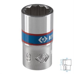 Головка торцевая стандартная двенадцатигранная 1/4", 9 мм KING TONY 233009M TONY - фото 717671