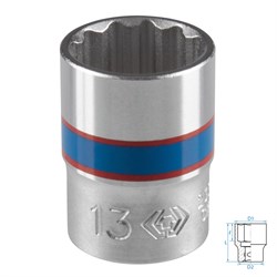 Головка торцевая стандартная двенадцатигранная 1/4", 13 мм KING TONY 233013M TONY - фото 717672