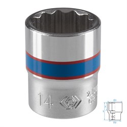Головка торцевая стандартная двенадцатигранная 1/4", 14 мм KING TONY 233014M TONY - фото 717673