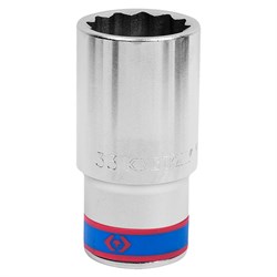 Головка торцевая глубокая двенадцатигранная 3/4", 33 мм KING TONY 623033M TONY - фото 717676