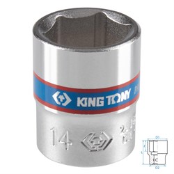 Головка торцевая стандартная шестигранная 1/4", 14 мм KING TONY 233514M TONY - фото 717928