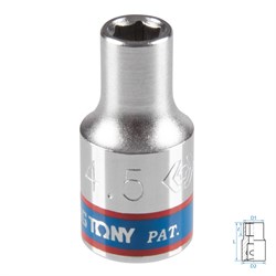 Головка торцевая стандартная шестигранная 1/4", 4,5 мм KING TONY 233545M TONY - фото 718046