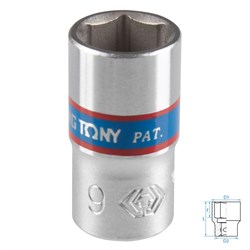 Головка торцевая стандартная шестигранная 1/4", 9 мм KING TONY 233509M TONY - фото 718047