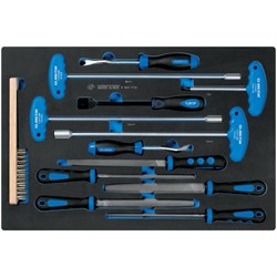 Набор напильников, ключей торцевых Т-типа, съемники клипс и металлическая щетка, ложемент, 13 предметов KING TONY 9-90413TQV TONY - фото 718130