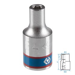 Головка торцевая TORX Е-стандарт 1/4", E4, L = 24 мм KING TONY 237504M TONY - фото 718637