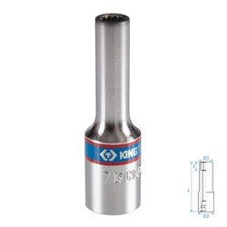 Головка торцевая глубокая двенадцатигранная 3/8", 7 мм KING TONY 323007M Tony - фото 718701