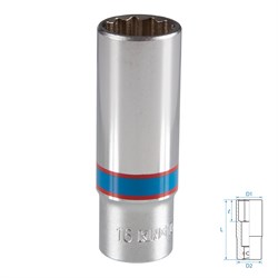 Головка торцевая глубокая двенадцатигранная 3/8", 16 мм KING TONY 323016M Tony - фото 718710