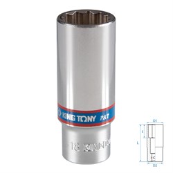Головка торцевая глубокая двенадцатигранная 3/8", 18 мм KING TONY 323018M Tony - фото 718712