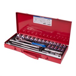 Набор торцевых головок с принадлежностями 1/2", шестигранные, 10-32 мм, 24 предмета KING TONY 4324MR TONY - фото 718859