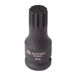 Торцевая насадка 1/2", SPLINE, M18 для болта задней ступицы VAG МАСТАК 100-42018 100-42018 - фото 718881