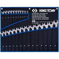 Набор комбинированных ключей, 6-32 мм, чехол из теторона, 26 предметов KING TONY 12D26MRN TONY - фото 719029