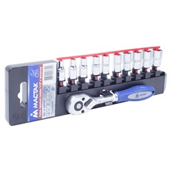 Набор торцевых головок с трещоткой 1/4", 4-13 мм, 11 предметов МАСТАК 0-2011H 0-2011H - фото 719212