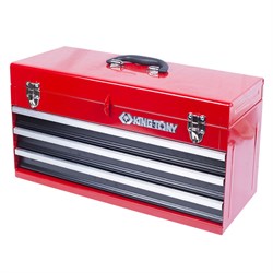Ящик инструментальный, 3 выдвижных ящика и отсек, красный KING TONY 87401-3 TONY - фото 719362