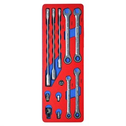 Набор комбинированных ключей с трещоткой, ложемент, 11 предметов МАСТАК 5-21311 5-21311 - фото 719414