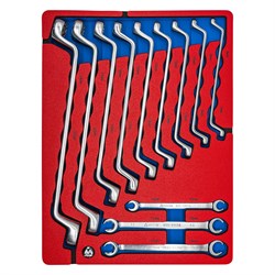 Набор накидных и разрезных ключей, зеркальная полировка, ложемент, 12 предметов МАСТАК 5-23112 5-23112 - фото 719416