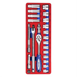 Набор торцевых головок 3/8” с принадлежностями, ложемент, 22 предмета МАСТАК 5-003222 5-003222 - фото 719428