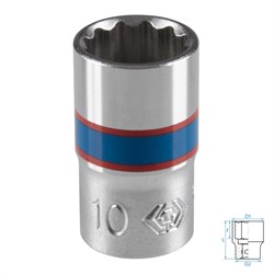 Головка торцевая стандартная двенадцатигранная 1/4", 10 мм KING TONY 233010M TONY - фото 719529