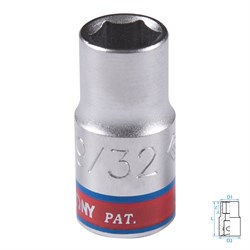 Головка торцевая стандартная шестигранная 1/4", 9/32", дюймовая KING TONY 233509S TONY - фото 719780