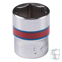 Головка торцевая стандартная шестигранная 1/4", 9/16", дюймовая KING TONY 233518S TONY - фото 719787