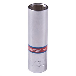 Головка торцевая глубокая шестигранная 1/4", 11/32", дюймовая KING TONY 223511S TONY - фото 719794