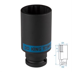 Головка торцевая ударная глубокая двенадцатигранная 1/2", 30 мм KING TONY 443030M TONY - фото 719876