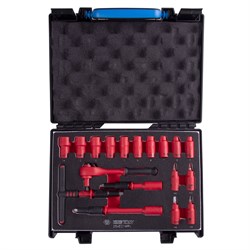 Набор торцевых диэлектрических головок с принадлежностями 1/4", шестигранные, 5-14 мм, 18 предметов KING TONY 25VE01MRV TONY - фото 720006