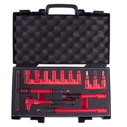 Набор торцевых диэлектрических головок с принадлежностями 3/8", шестигранные, 10-19 мм, 14 предметов KING TONY 35VE01MRV TONY - фото 720009