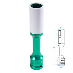 Головка торцевая ударная глубокая 1/2", 19 мм, тонкостенная, пластиковая защита KING TONY 495519MX TONY - фото 720067