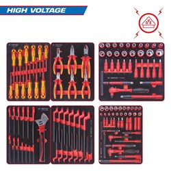 Набор инструментов "HIGH VOLTAGE" для тележки, 6 ложементов, 117 предметов KING TONY 932-117VEMRVD TONY - фото 720368