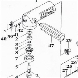 Ремкомплект для шлифмашины пневматической (УШМ) QB-135, комплект конических шестерней (включая 7,29) MIGHTY SEVEN QB-135T01 SEVEN - фото 720965