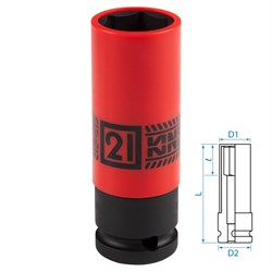 Головка торцевая ударная глубокая 1/2", 21 мм, тонкостенная, пластиковая защита KING TONY 494521M TONY - фото 721211