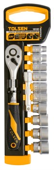 Набор торцевых головок с трещоткой 3/8", 8-19 мм, 12 предметов TOLSEN TT15151 TT15151 - фото 721671