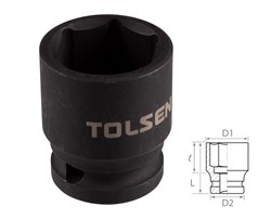 Головка торцевая ударная шестигранная 1/2", 22 мм TOLSEN TT18222 TT18222 - фото 721694