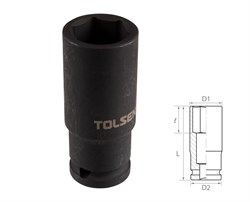 Головка торцевая ударная глубокая шестигранная 1/2", 22 мм TOLSEN TT18272 TT18272 - фото 721756