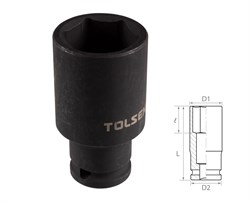 Головка торцевая ударная глубокая шестигранная 1/2", 30 мм TOLSEN TT18280 TT18280 - фото 721760