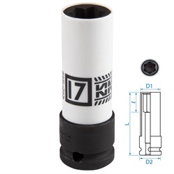 Головка для секретных болтов MB ударная 1/2", 17 мм KING TONY 9BW4501 TONY - фото 722415