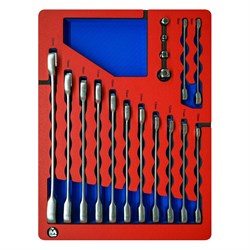 Набор комбинированных трещоточных ключей, 8-22 мм, ложемент, 17 предметов МАСТАК 5-21317 5-21317 - фото 722423