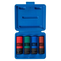 Набор глубоких ударных торцевых головок 1/2", шестигранные, 15, 17, 19, 21 мм KING TONY 44904MP01 TONY - фото 722428