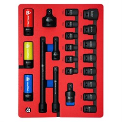 Набор ударных торцевых головок 1/2", шестигранные, 10-27 мм, ложемент, 22 предмета МАСТАК 5-054022 5-054022 - фото 722480