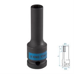Головка торцевая ударная глубокая двенадцатигранная 1/2", 9 мм KING TONY 443009M TONY - фото 722533