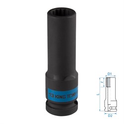 Головка торцевая ударная глубокая двенадцатигранная 1/2", 13 мм KING TONY 443013M TONY - фото 722537