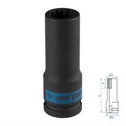 Головка торцевая ударная глубокая двенадцатигранная 1/2", 17 мм KING TONY 443017M TONY - фото 722541