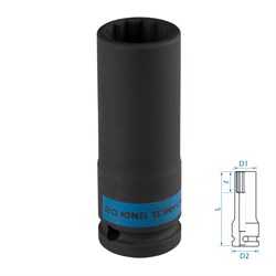 Головка торцевая ударная глубокая двенадцатигранная 1/2", 20 мм KING TONY 443020M TONY - фото 722543