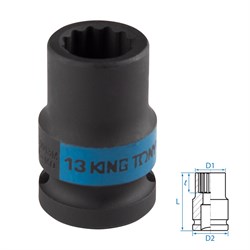 Головка торцевая ударная двенадцатигранная 1/2", 13 мм KING TONY 453013M TONY - фото 722552